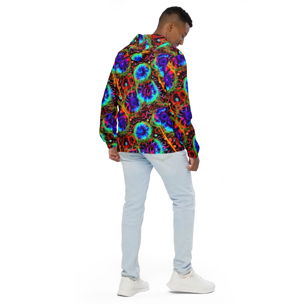 Neon Bloomstorm on Men's Windbreaker — Back