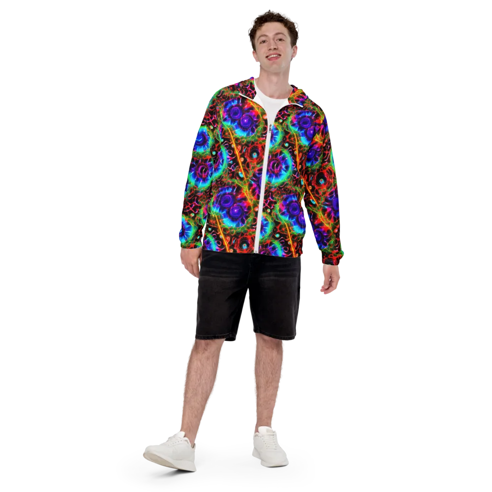 Neon Bloomstorm on Men's Windbreaker — Front