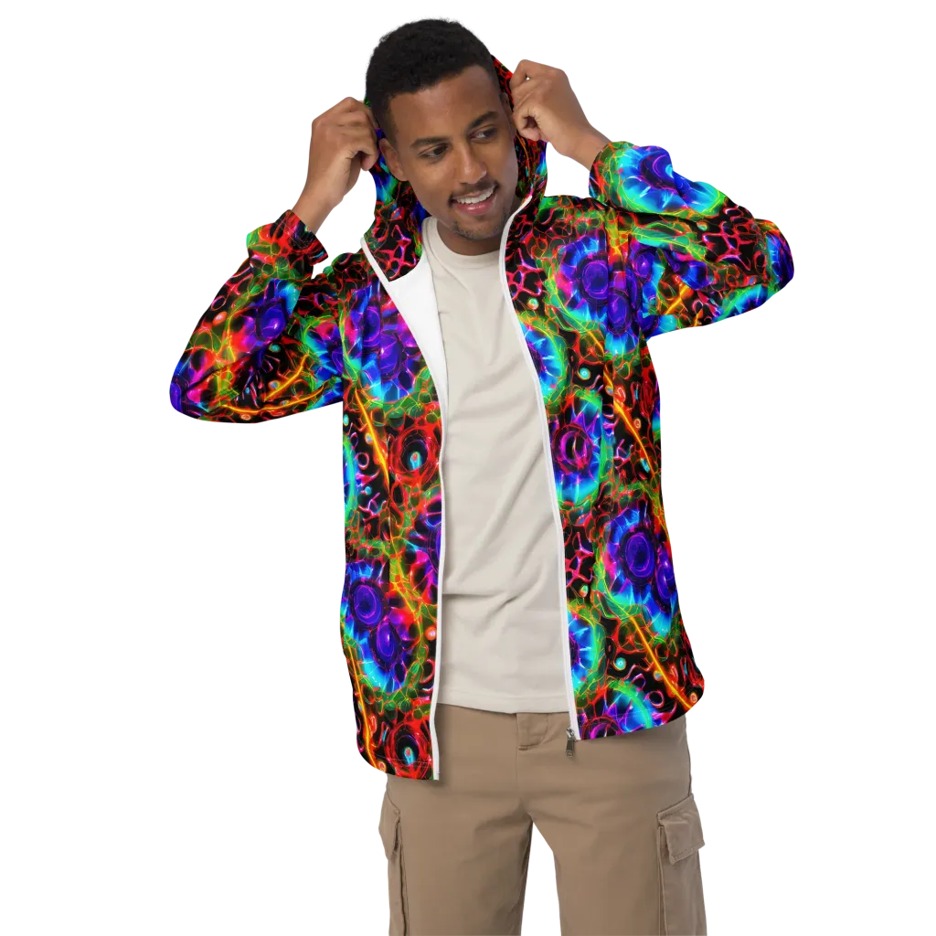 Neon Bloomstorm on Men's Windbreaker — Front
