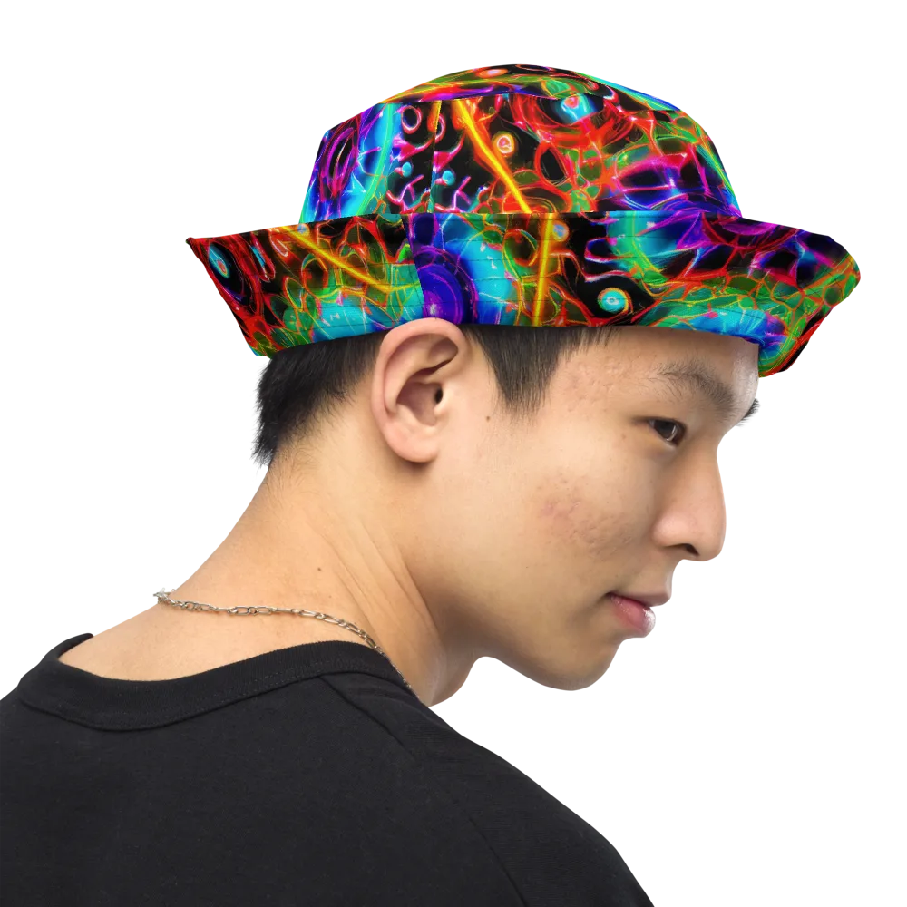 Neon Bloomstorm on Reversible Bucket Hat — Right Outside