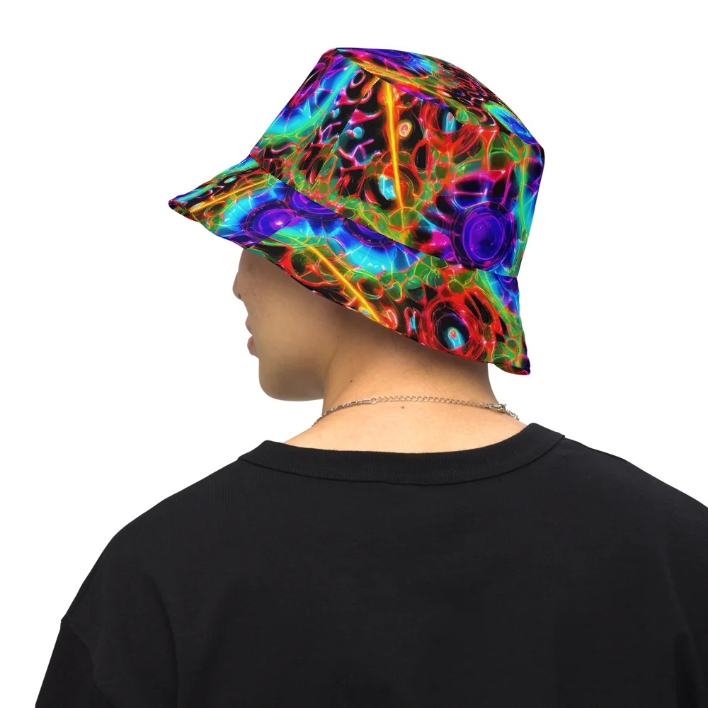 Neon Bloomstorm on Reversible Bucket Hat — Back Inside