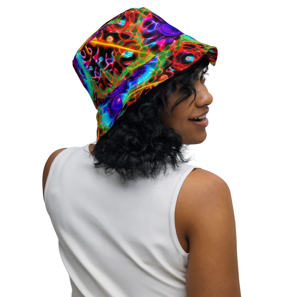 Neon Bloomstorm on Reversible Bucket Hat — Right Outside