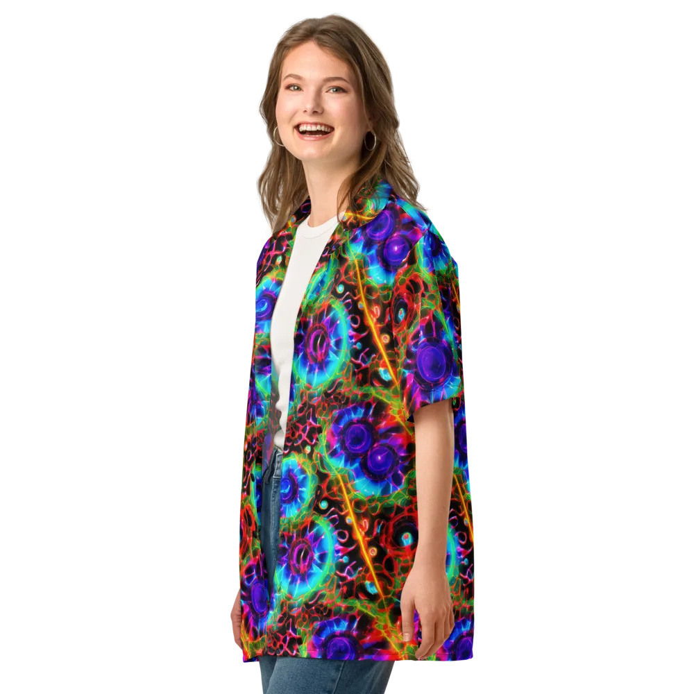 Neon Bloomstorm on Button Shirt — Left Front