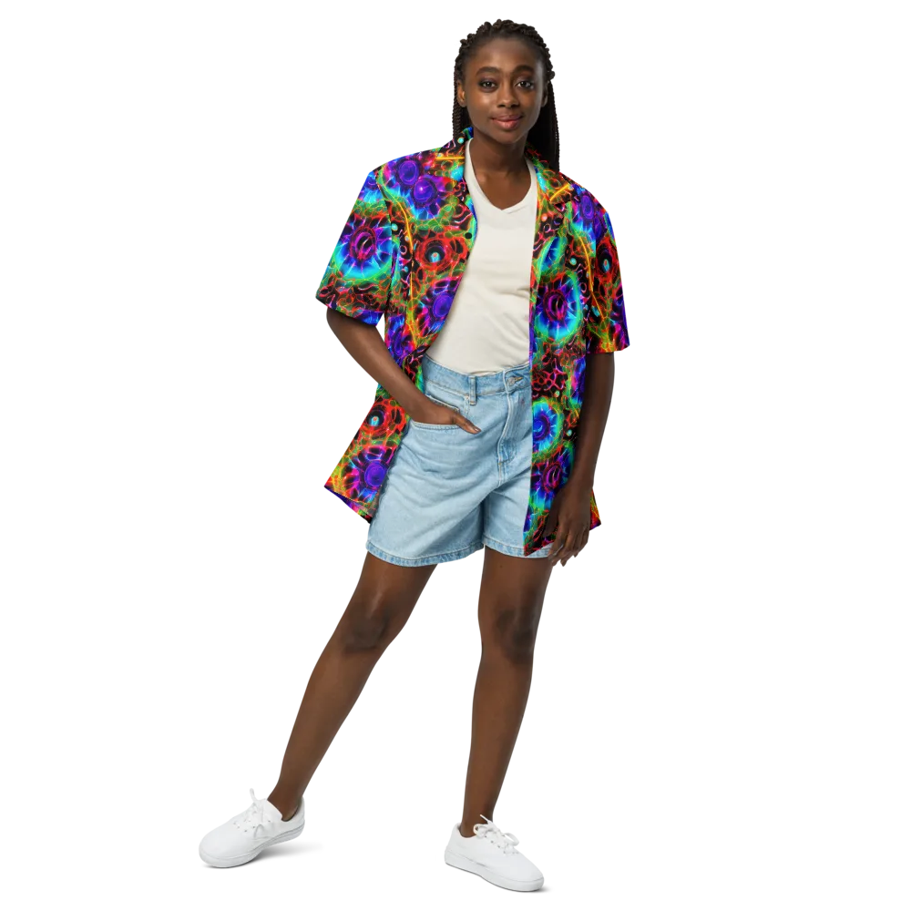 Neon Bloomstorm on Button Shirt — Front