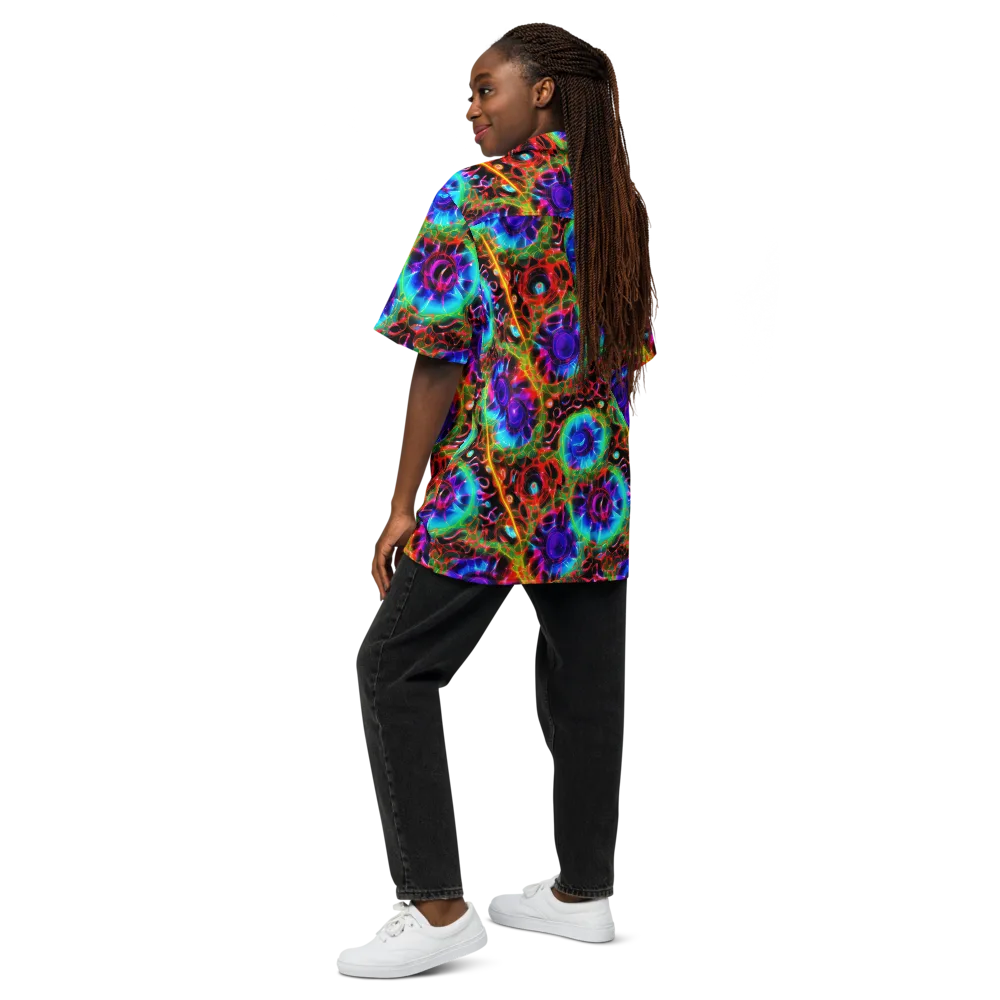 Neon Bloomstorm on Button Shirt — Back