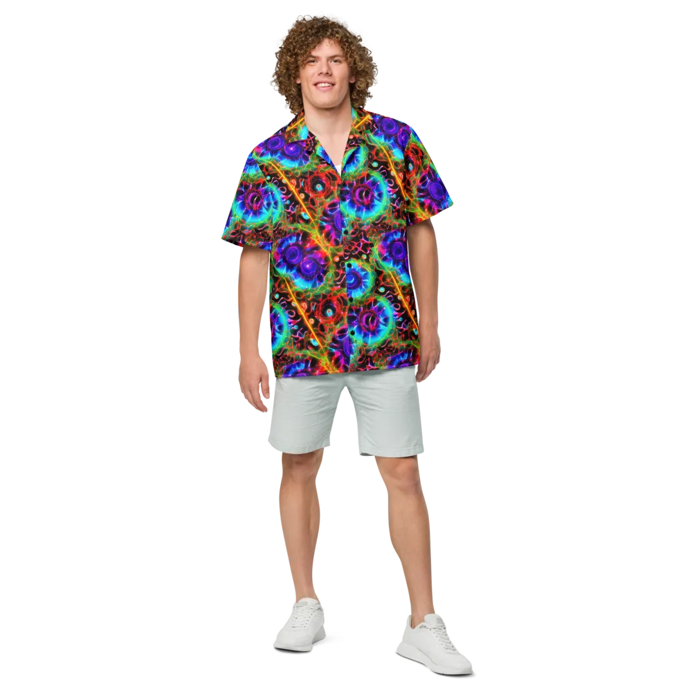 Neon Bloomstorm on Button Shirt — Front