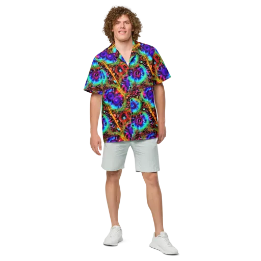 Neon Bloomstorm on a Button Shirt
