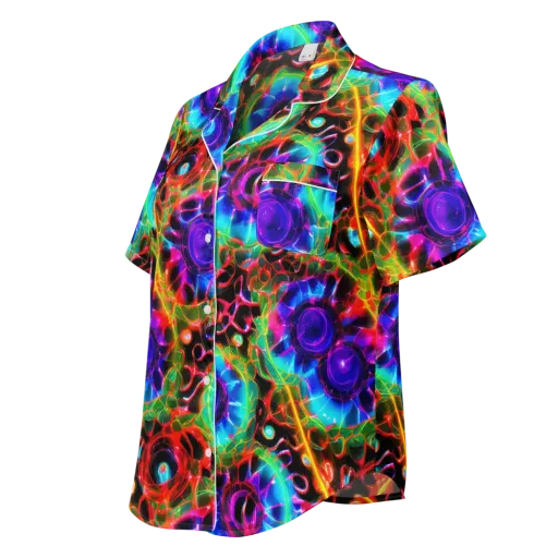Neon Bloomstorm on a Women's Short Sleeve Pajama Top