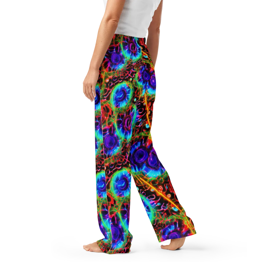Neon Bloomstorm on Women's Pajama Pants — Left