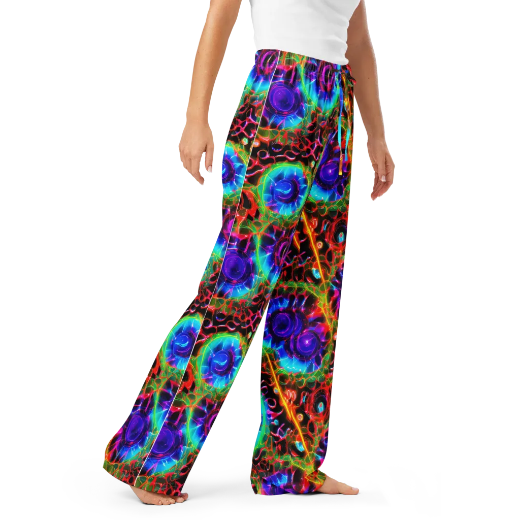 Neon Bloomstorm on Women's Pajama Pants — Right Front