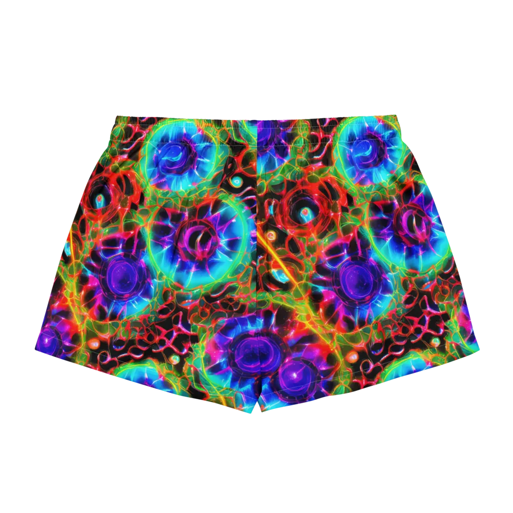Neon Bloomstorm on Women's Pajama Shorts — Back