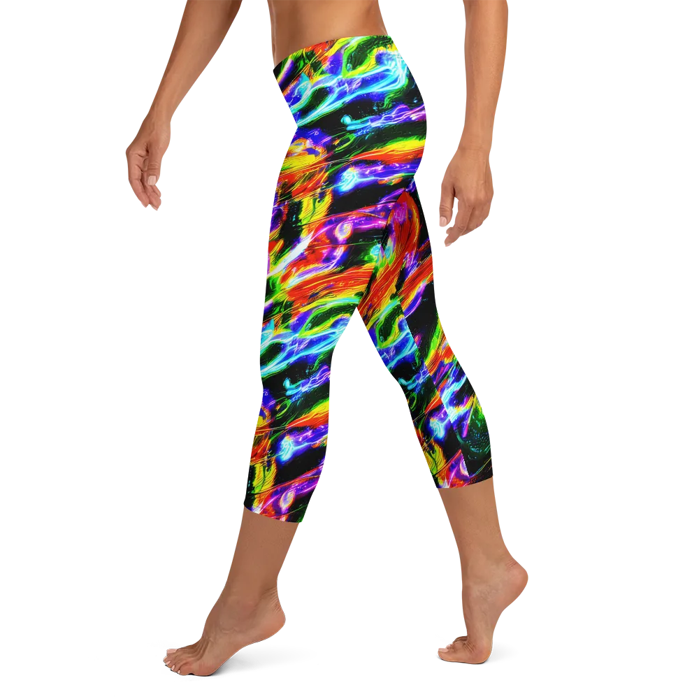 Afterglow Riot on Capri Leggings — Left