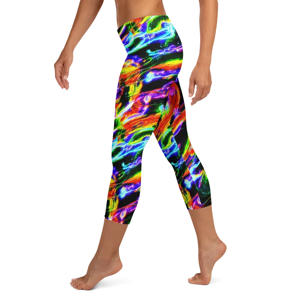 Afterglow Riot on Capri Leggings — Left