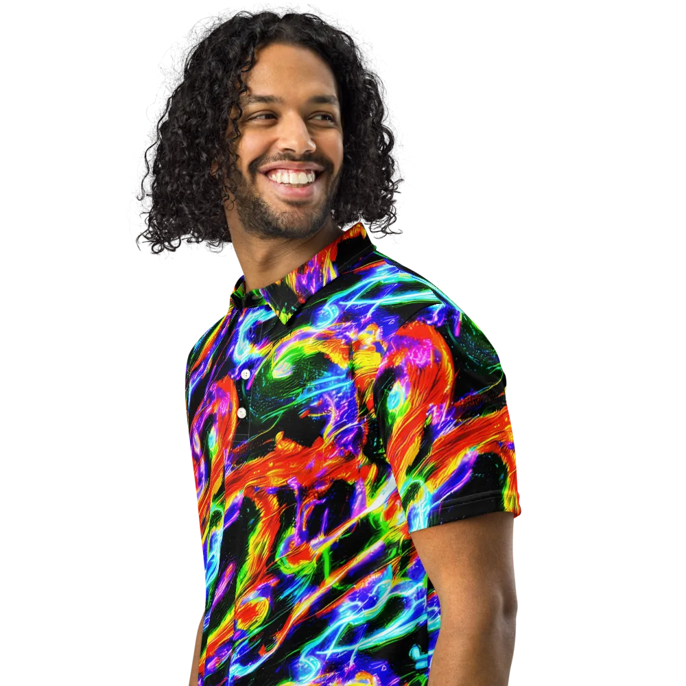 Afterglow Riot on Men's Slim Fit Polo Shirt — Left Front