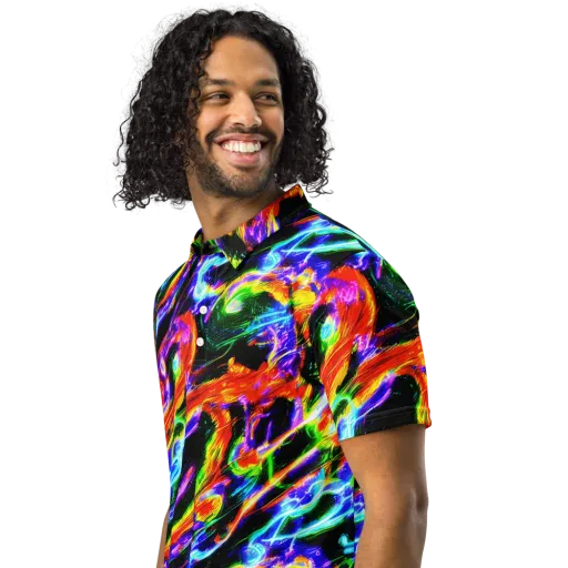 Afterglow Riot on a Men's Slim Fit Polo Shirt