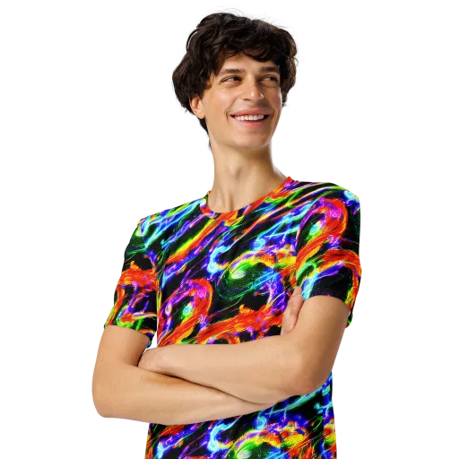 Afterglow Riot on a Men's Crew Neck T-Shirt
