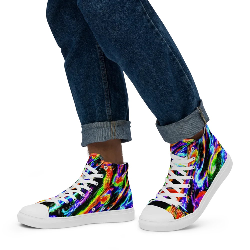 Afterglow Riot on Men's High Top Canvas Shoes — Left