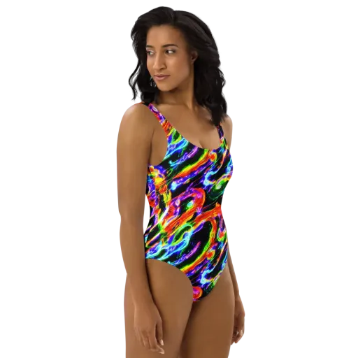 Afterglow Riot on a One-Piece Swimsuit