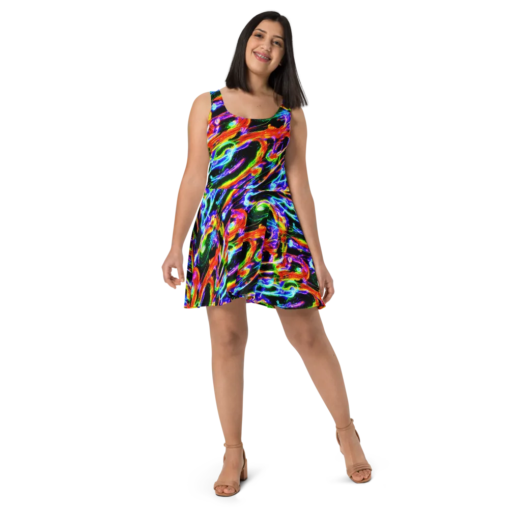 Afterglow Riot on Skater Dress — Front