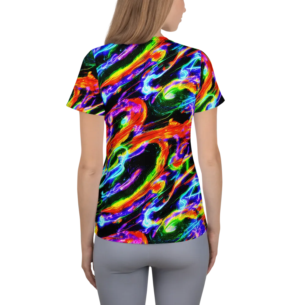 Afterglow Riot on Women's Athletic T-Shirt — Back