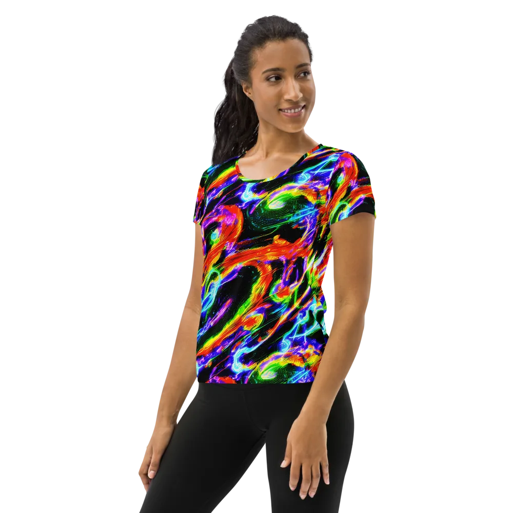Afterglow Riot on Women's Athletic T-Shirt — Left