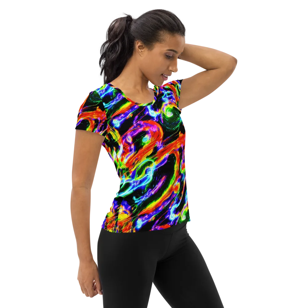 Afterglow Riot on Women's Athletic T-Shirt — Right