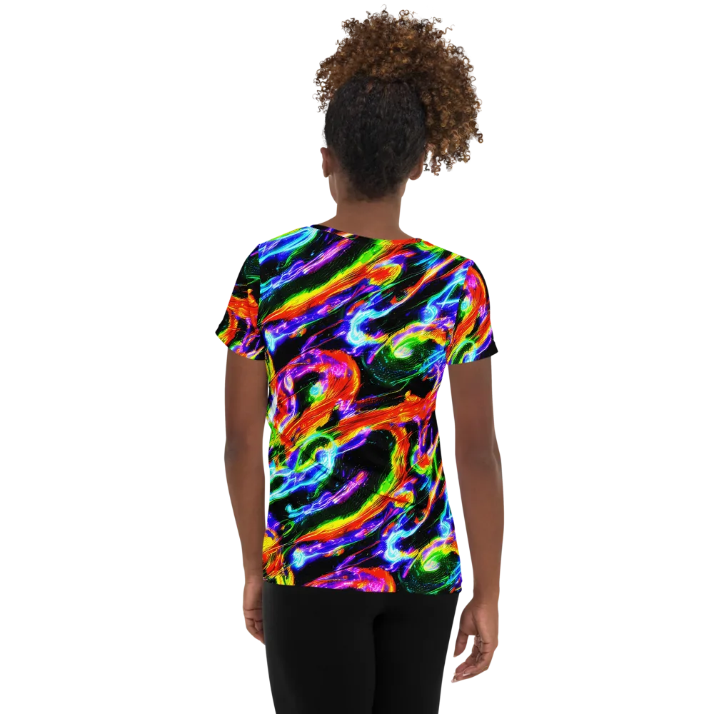 Afterglow Riot on Women's Athletic T-Shirt — Back