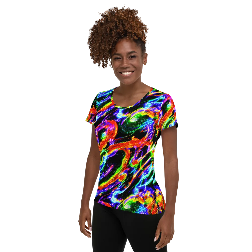 Afterglow Riot on Women's Athletic T-Shirt — Left