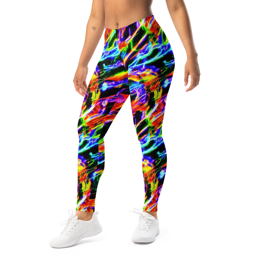 Afterglow Riot on Leggings — Left Front