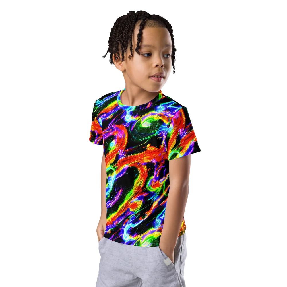 Afterglow Riot on Kids Crew Neck T-Shirt — Left Front