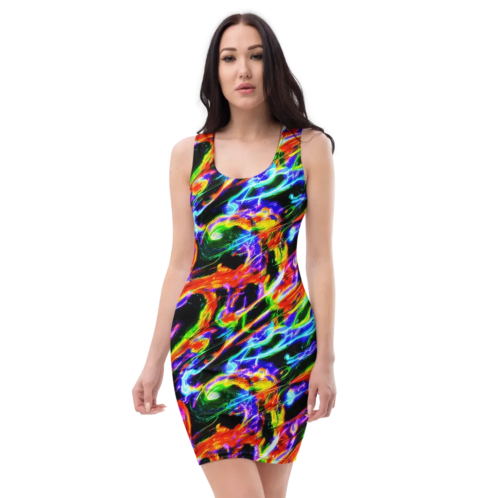 Afterglow Riot on Bodycon Dress — Front