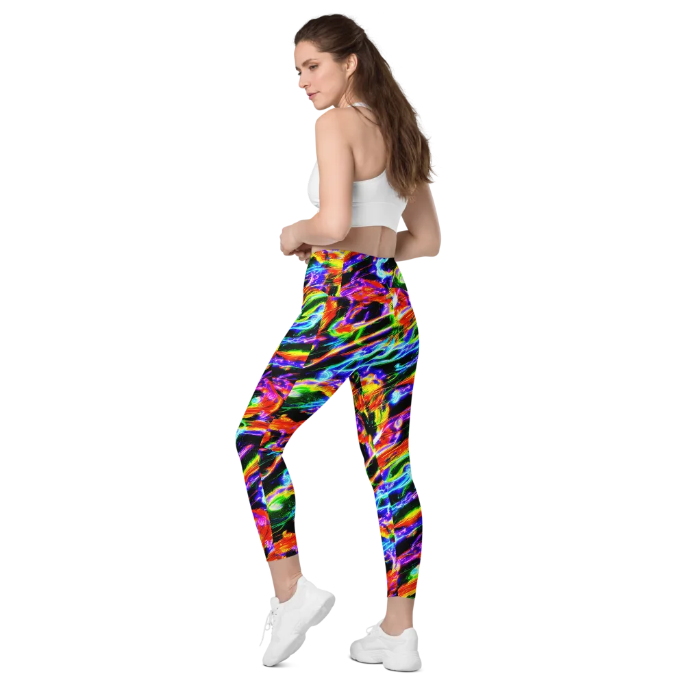 Afterglow Riot on Leggings with Pockets — Left Back
