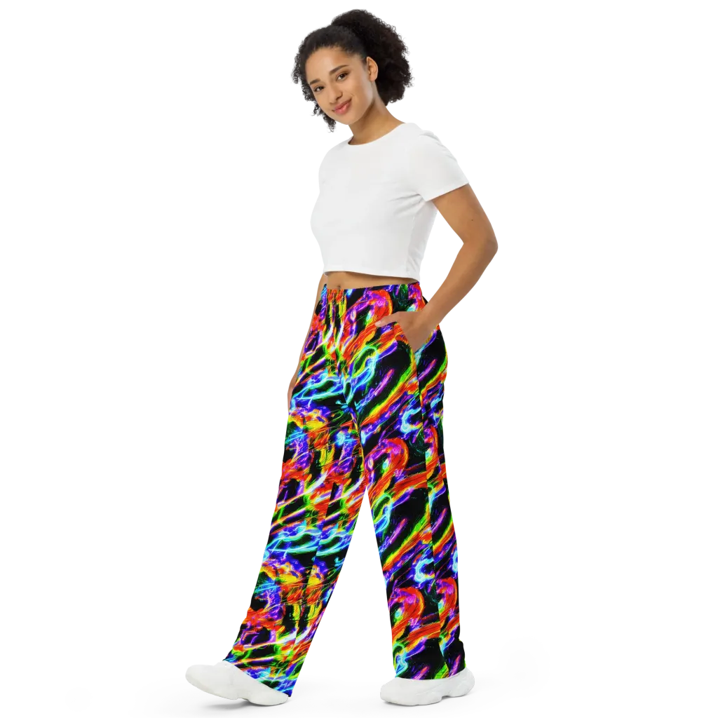 Afterglow Riot on Wide-Leg Pants — Left Front