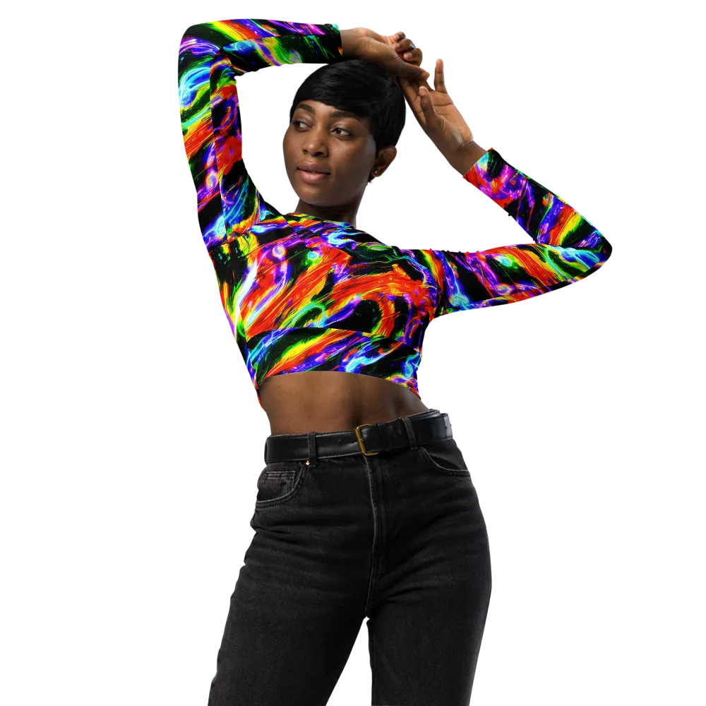 Afterglow Riot on Long Sleeve Crop Top — Front