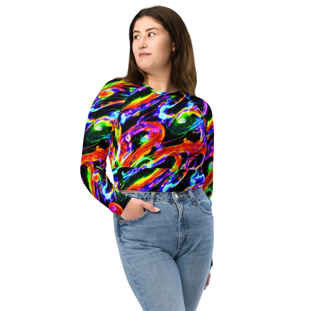 Afterglow Riot on Long Sleeve Crop Top — Front