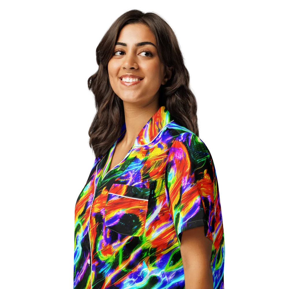 Afterglow Riot on Women's Short Sleeve Pajama Top — Left Front