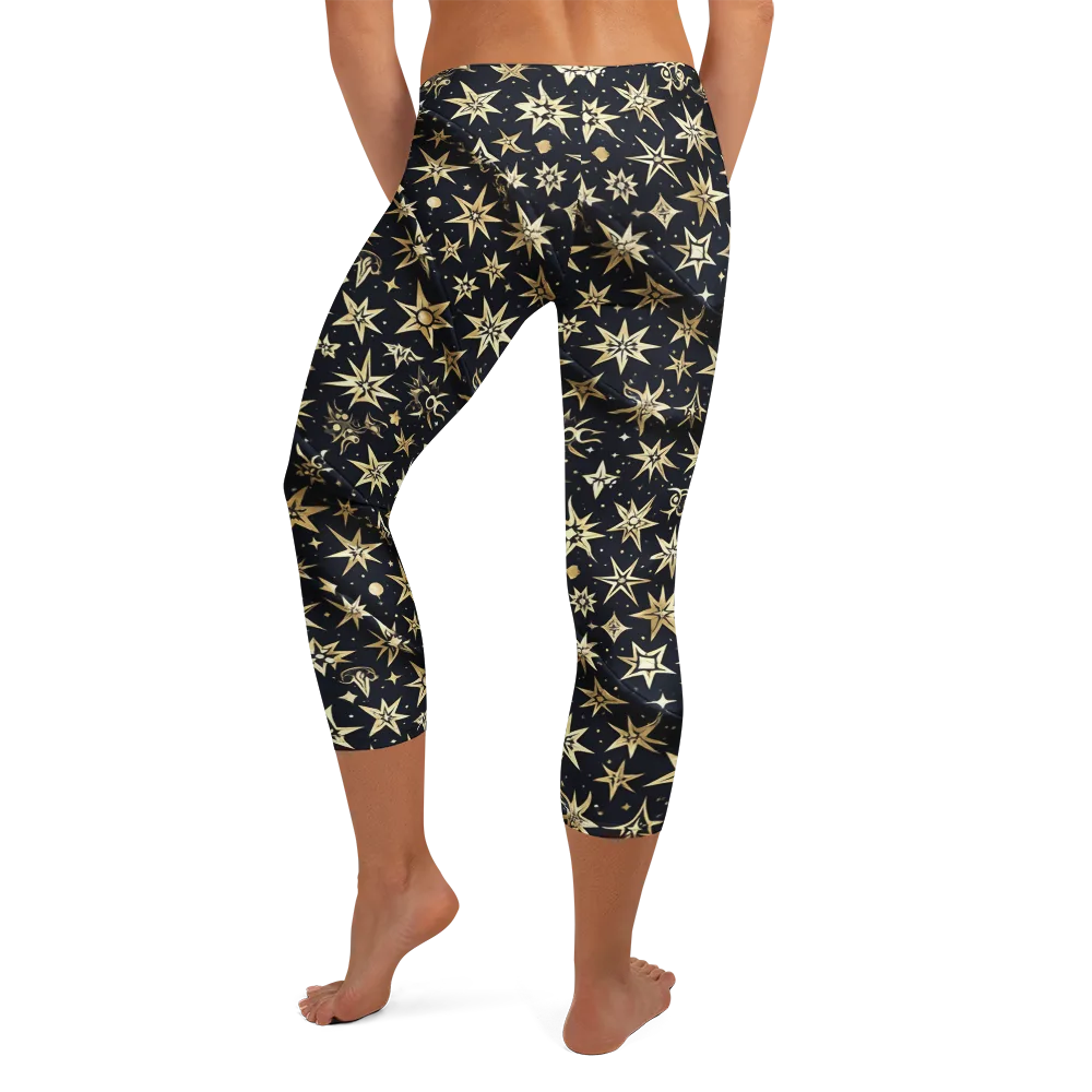 Gilded Nightfall on Capri Leggings — Back