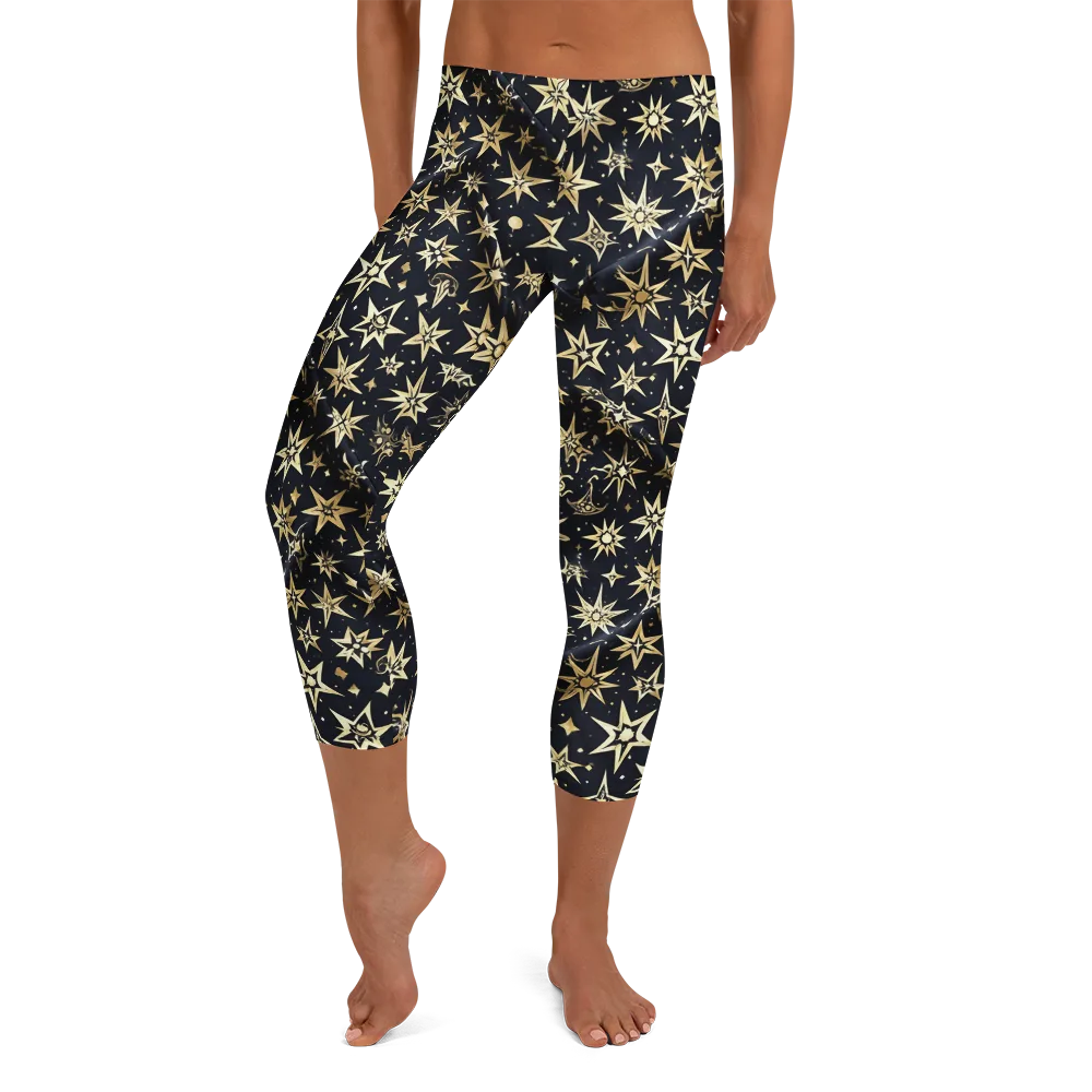 Gilded Nightfall on Capri Leggings — Front