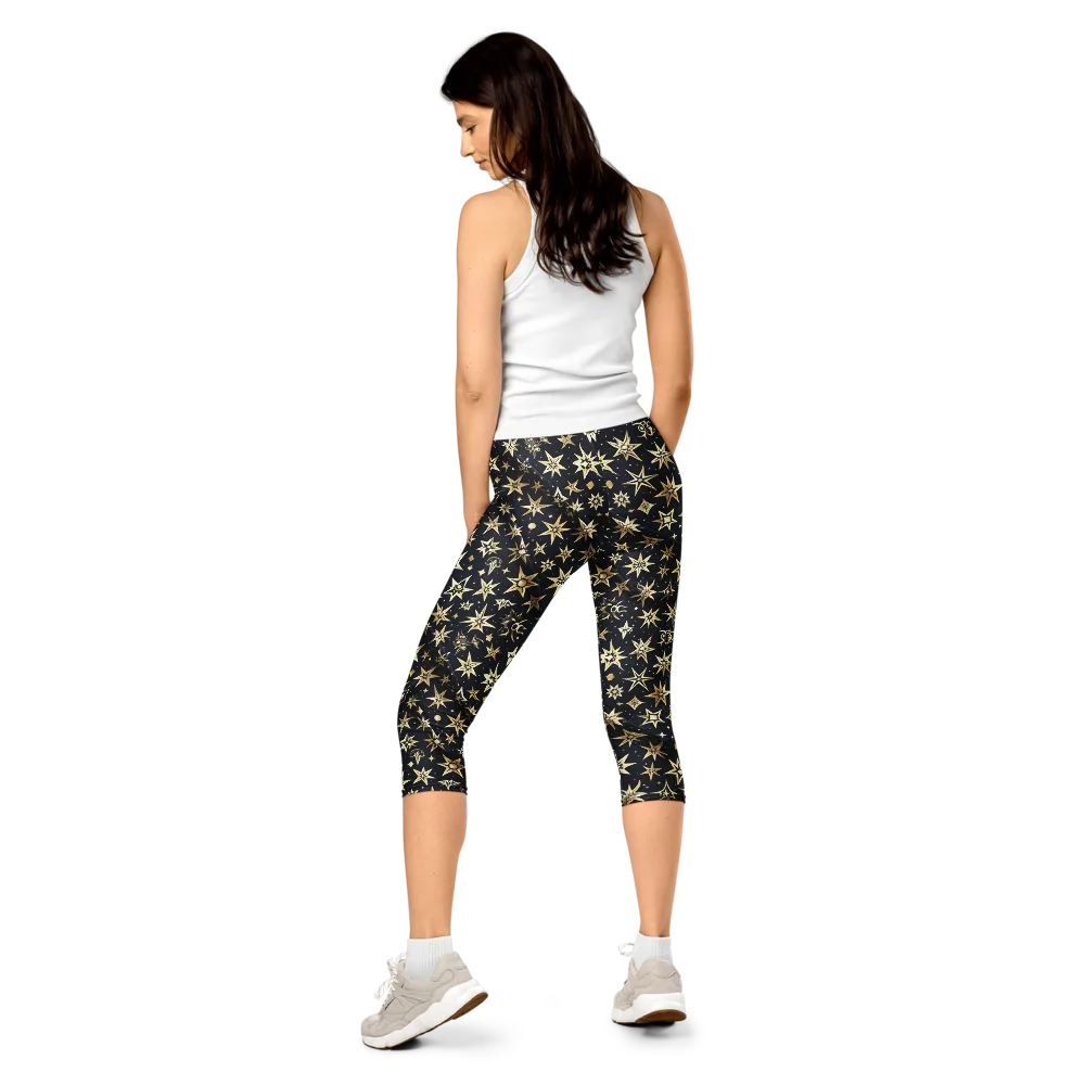 Gilded Nightfall on Capri Leggings — Back