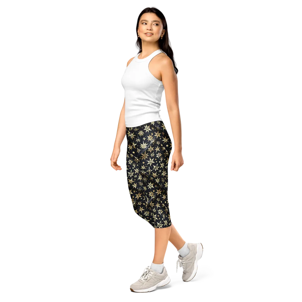 Gilded Nightfall on Capri Leggings — Left Front