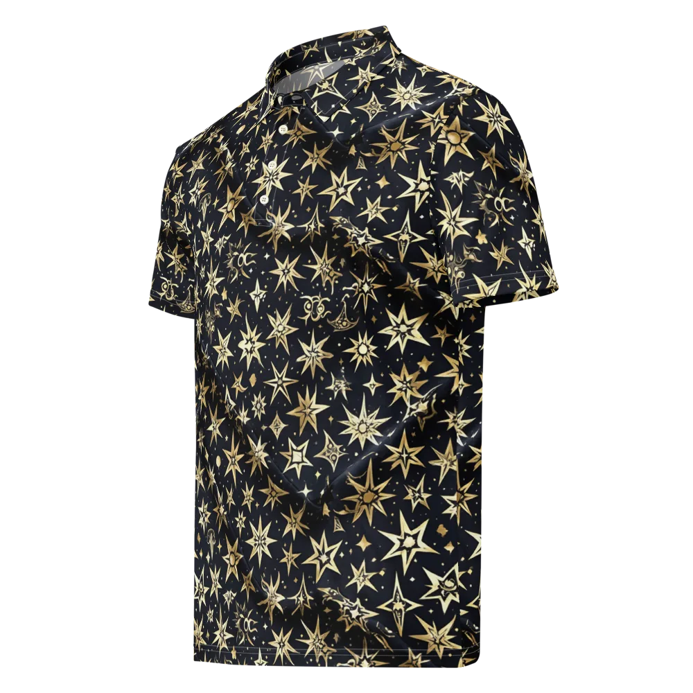 Gilded Nightfall on Men's Slim Fit Polo Shirt — Left Front
