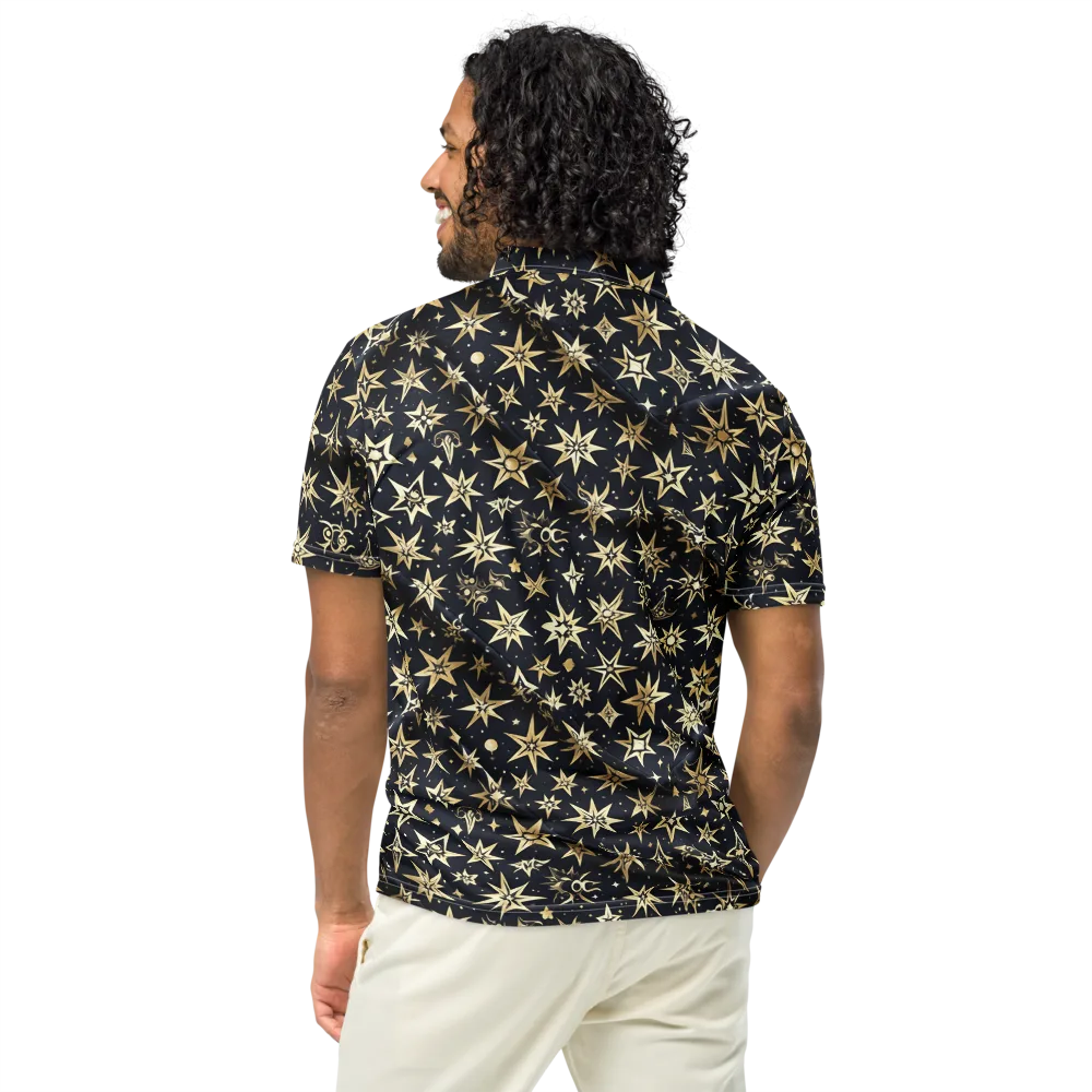 Gilded Nightfall on Men's Slim Fit Polo Shirt — Back