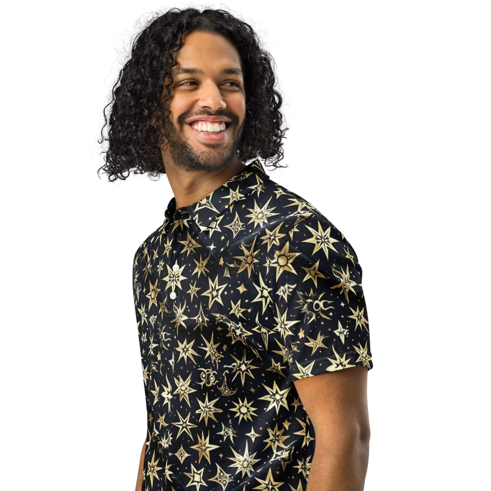 Gilded Nightfall on Men's Slim Fit Polo Shirt — Left Front