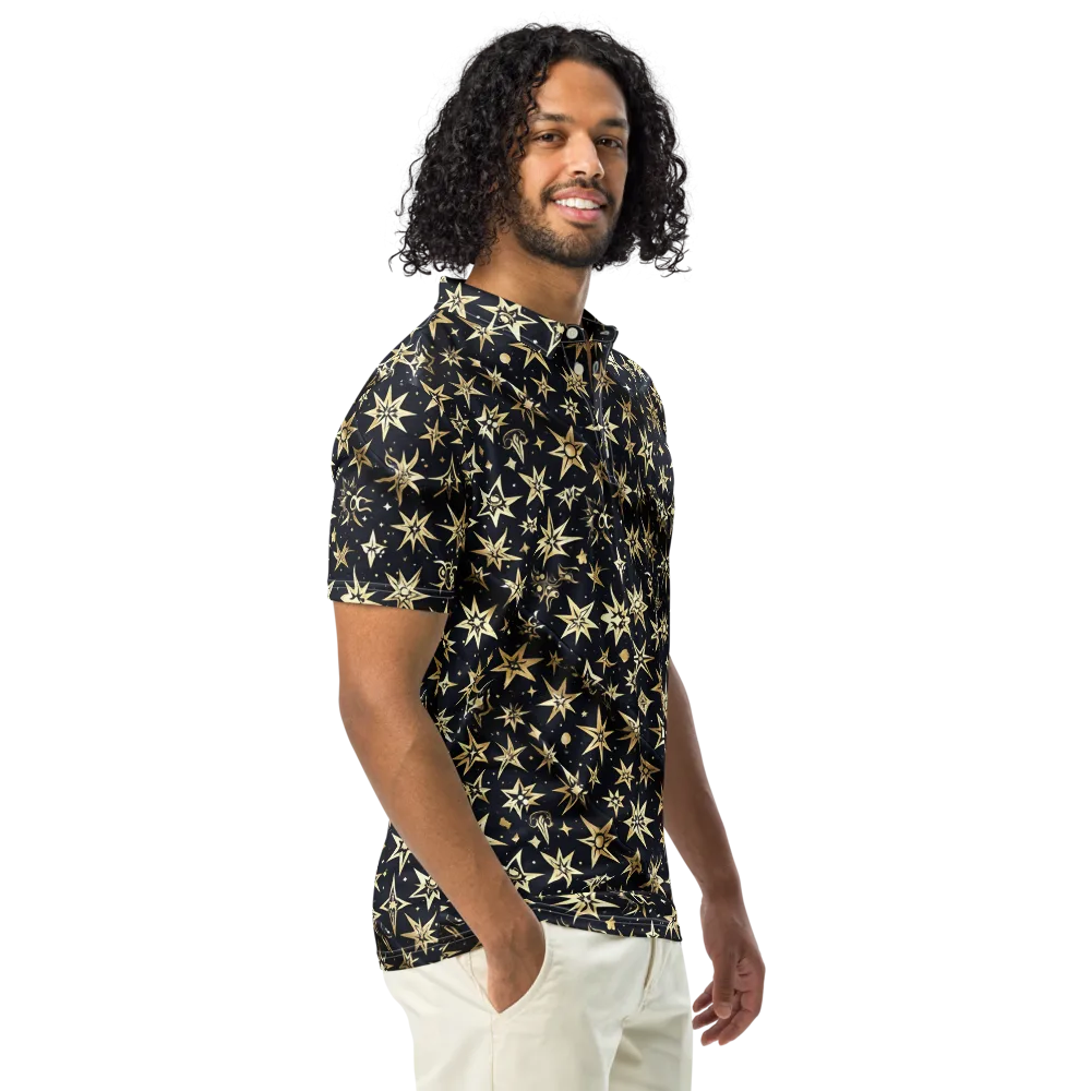 Gilded Nightfall on Men's Slim Fit Polo Shirt — Right Front