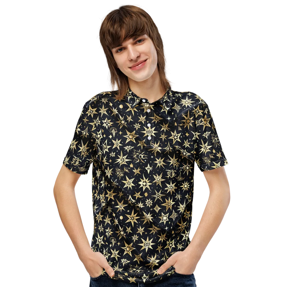 Gilded Nightfall on Men's Slim Fit Polo Shirt — Front