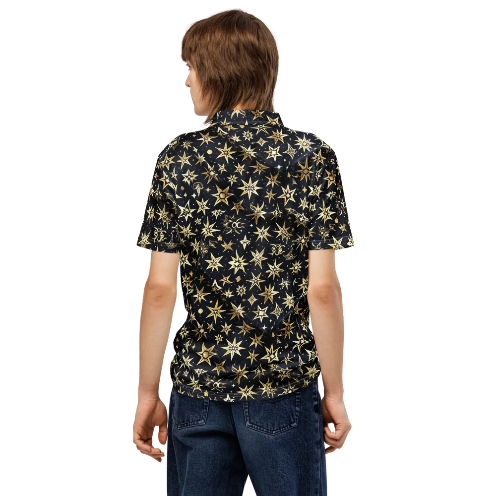 Gilded Nightfall on Men's Slim Fit Polo Shirt — Back