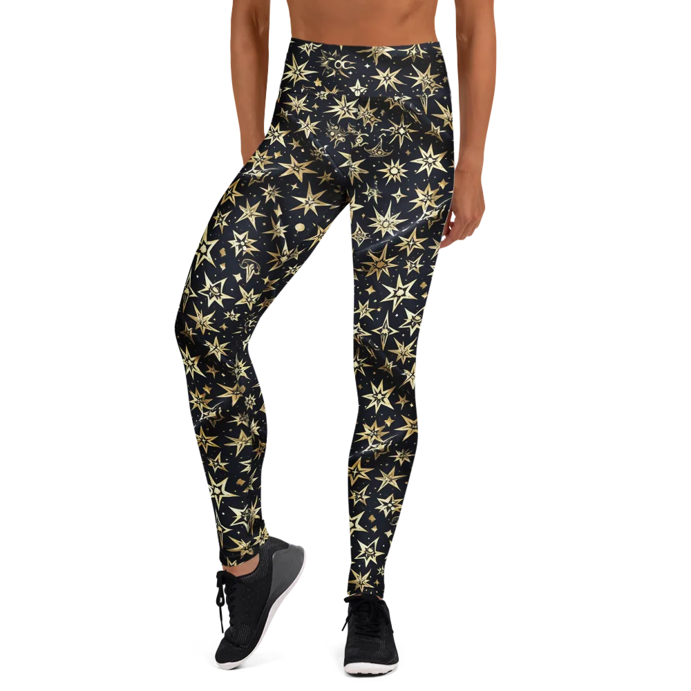 Gilded Nightfall on Yoga Leggings — Front