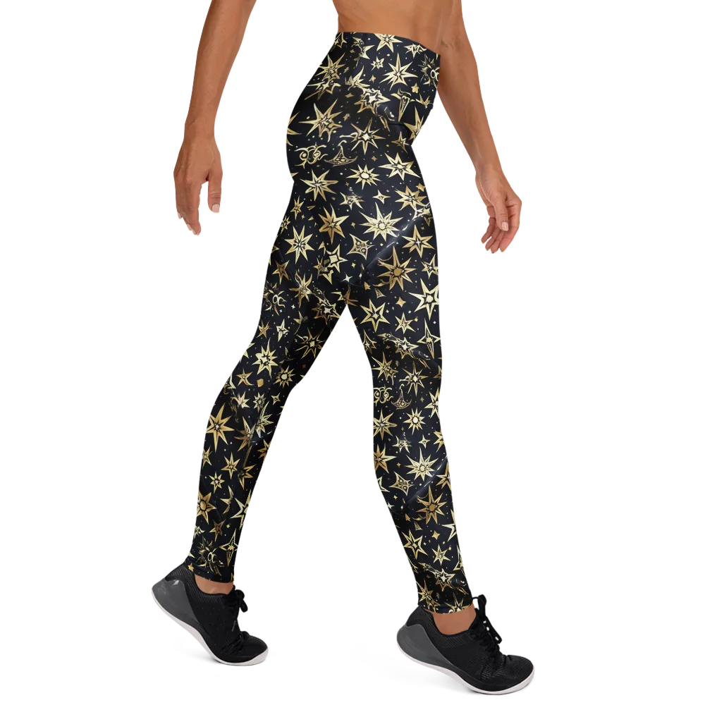 Gilded Nightfall on Yoga Leggings — Right