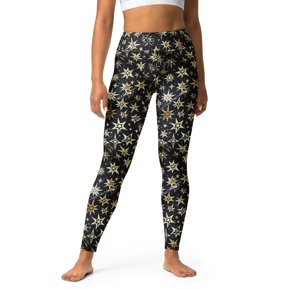 Gilded Nightfall on Yoga Leggings — Front