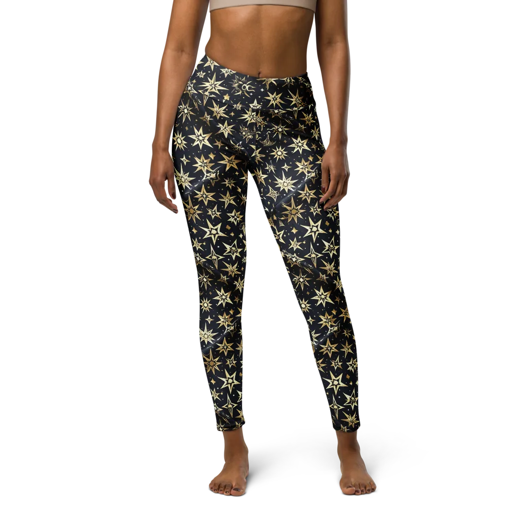 Gilded Nightfall on Yoga Leggings — Front